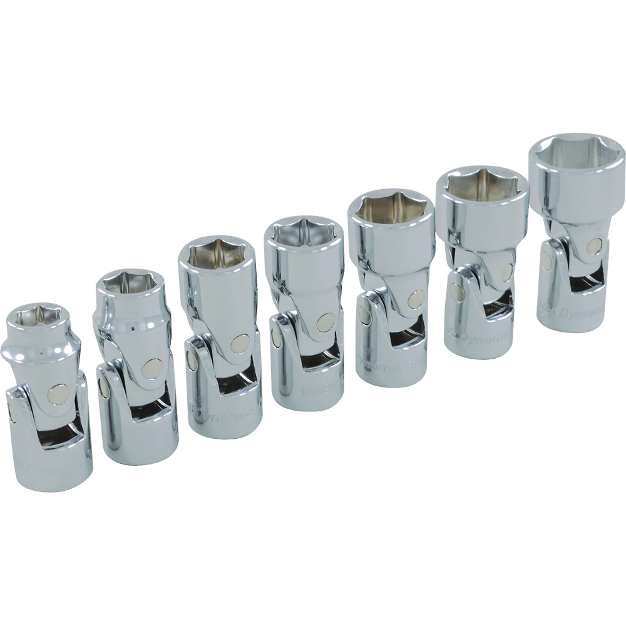 Dynamic Tools, 3/8in. 6 Point SAE Universal Joint Socket Set, Measurement Standard Standard (SAE), Pieces (qty.) 7 Socket Set Type 3/8in. Drive Sets, Model# D010026